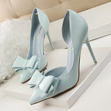 [High Heels for Wedding Party Women] Women's Elegant Bowknot Decor Stiletto Heels, FashionPointed-Toe Pumps, Cut-Out Side Design Heels, Wedding Party Prom High Heels For Women