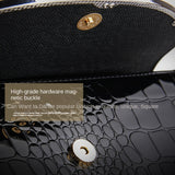 Elegant Clutch Bag For Women, Crocodile Pattern Envelope Handbag, Luxury Patent PU Leather Flap Purse