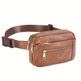 [Synthetic Leather Fanny Pack] 1pc Synthetic Leather Women's Casual Fanny Pack - Adjustable Strap Crossbody Belt Bag with Zipper Closure and Lining, Solid Color Waist Bag