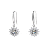 Moissanite Sunflower Drop Earrings 925 Sterling Silver Women's Summer Jewelry Mother's Day Proposal Engagement Wedding Anniversary Birthday Gift
