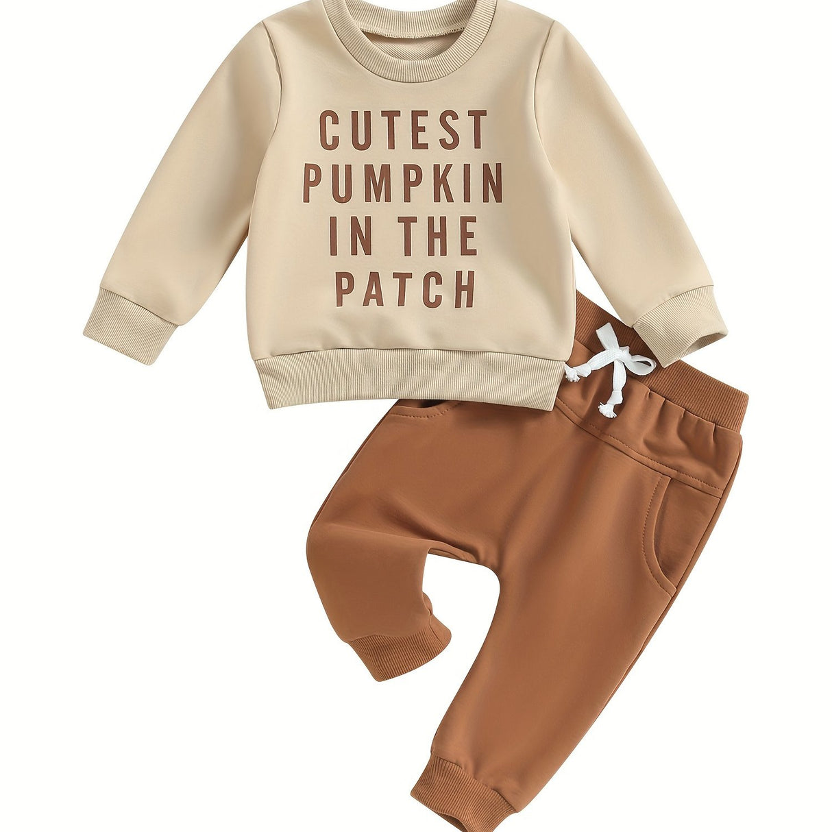 10% Polyester 90% Cotton Toddler Boys Long Sleeve Letter Print Sweatshirt and Pants Set - Soft, Breathable, and Cozy Fall Winter Outfit for Casual Daily Wear - Regular Fit, Slight Stretch, and Pullover Design