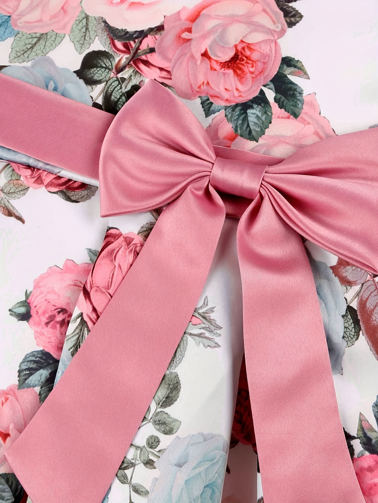 Girls Elegant Floral Pattern Dress Short Sleeves Dresses Kids Clothes For Winter Fall Christmas Gift Party