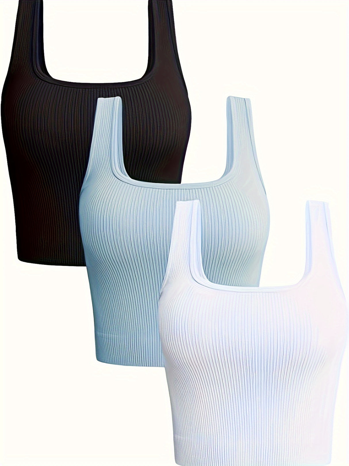 Buy 2 Get 1 Free, total of 3 Pack Solid Tank Tops - Vests for Women, Sleeveless Slim Crop Tops for Summer, Casual, Breathable, Quick-Drying, Comfortable, and Versatile Clothing