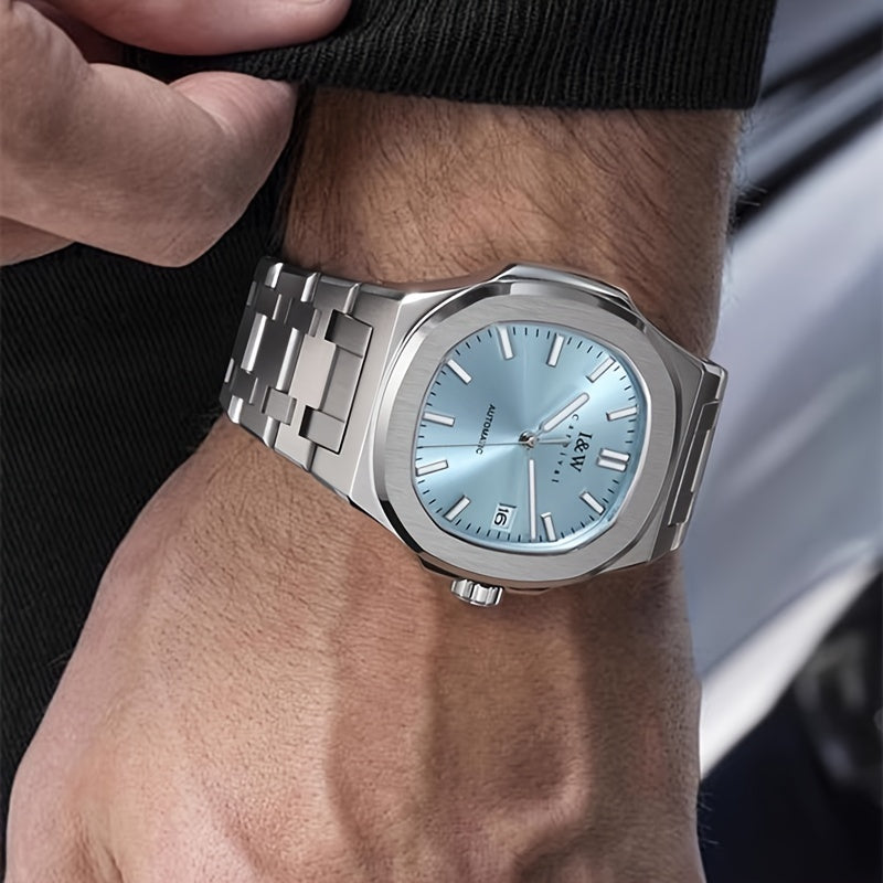 I&W CARNIVAL Men's Automatic Mechanical Watches, Waterproof Strong Luminous Full Steel Auto Date Watch