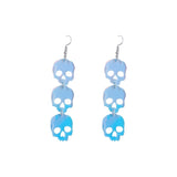 Translucent Acrylic Drop Earrings Skull Shape Pendant Punk Style Shiny Hook Earrings Cartilage Piercing Jewelry