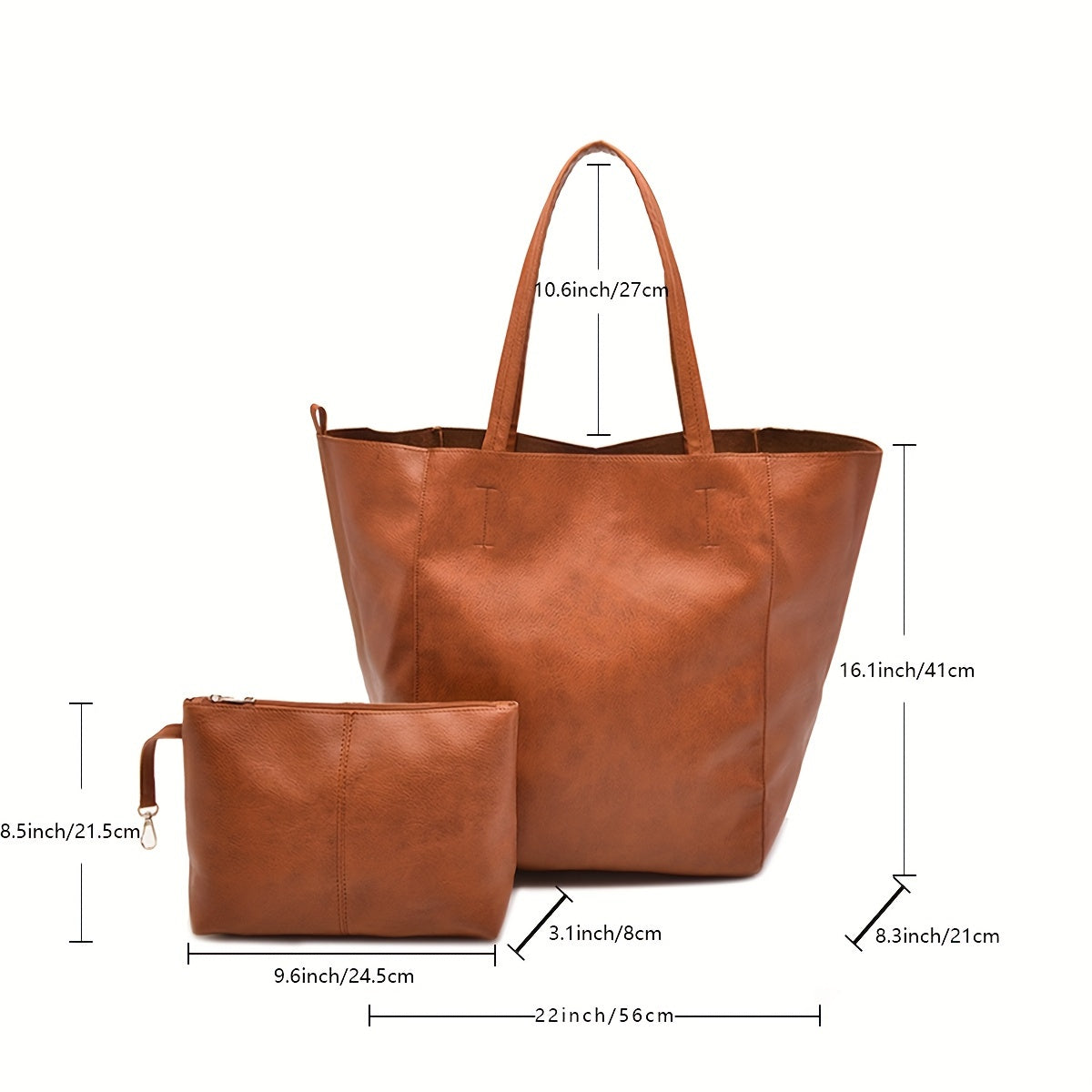 Large Capacity Retro Soft PU Leather Tote Bag - Stylish Buckle Closure Shoulder Bag with Spacious Interior - Trendy Handbag for Women with Classic Design