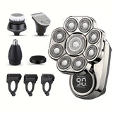 Electric Shaver for Men, 9-Blade Head Shaver, Cordless USB Rechargeable Wet/Dry Razor, Lithium Battery, Rotary Bald Head Hair Clippers with Opening Tool Head - Waterproof Electric Razor