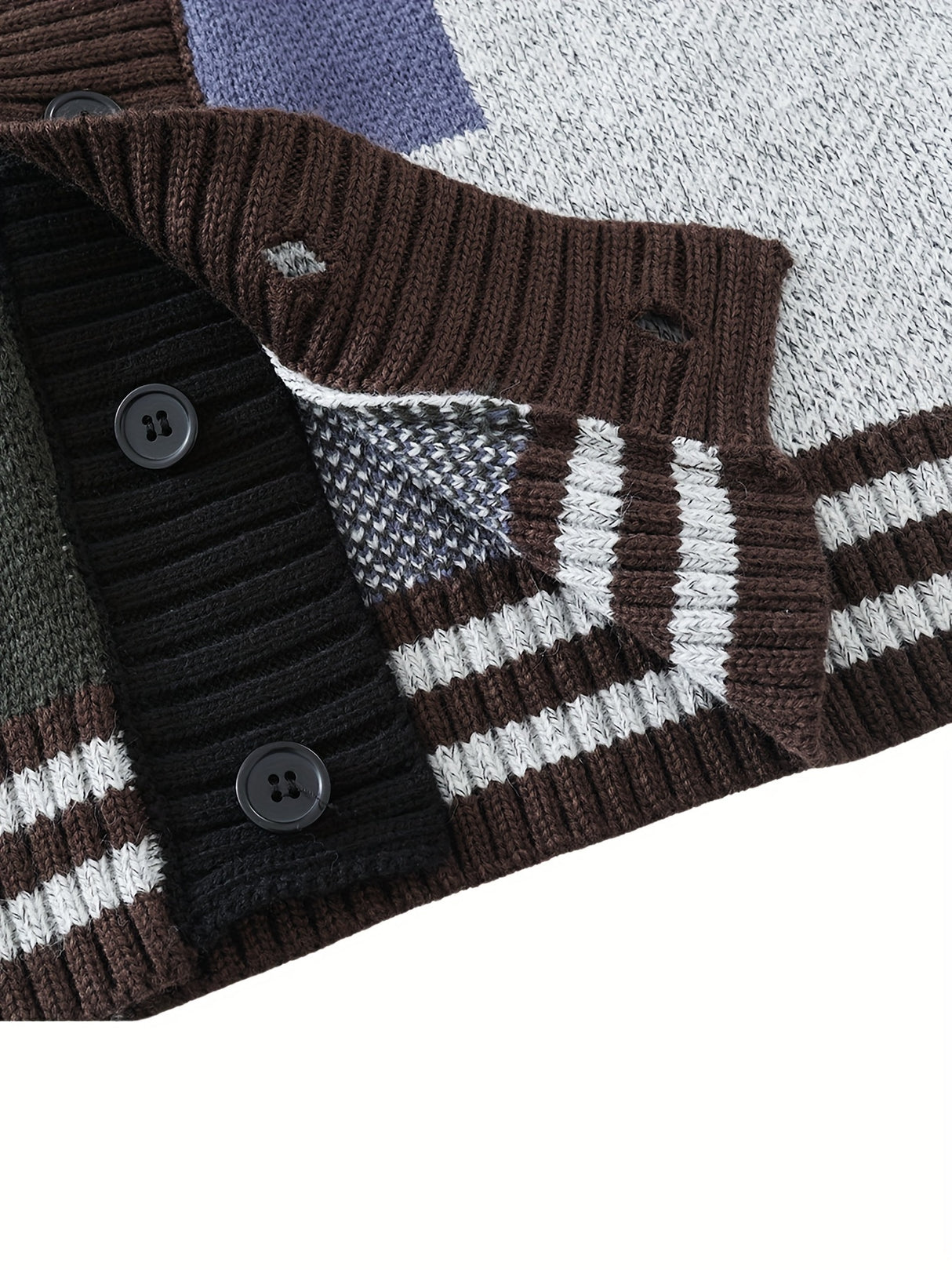 Spring & Autumn Color Spliced Knit Cardigan Sweater for Men & Women - V-Neck Casual Sweater