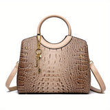 Premium Luxury Crocodile Pattern Handbag - Timeless Vintage Satchel for Women - Stylish Top Handle, Versatile Shoulder & Crossbody Bag - A Fashion Must-Have for Daily Wear