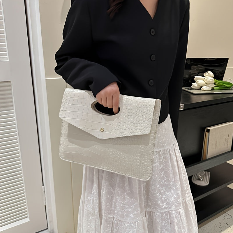 Fashion-Forward Crocodile Pattern Envelope Clutch Bag for Women - Chic, Durable & Multi-Functional, Wristlet & Coin Purse, Perfect Everyday Accessory