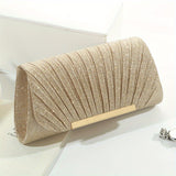 Glamorous Ruched Metal Decor Clutch Handbag - Sparkling Prom Purse with Adjustable Chain - Perfect Evening Bag for Weddings and Parties