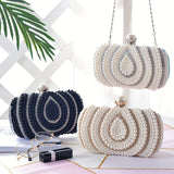 Elegant Striped Fabric Clutch Bag with Beaded Embellishment - Adjustable Strap, Lining, Buckle Closure - Perfect for Wedding Party, Prom, Formal Evening Events