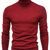 All Match Knitted Sweater, Men's Casual Warm Slightly Stretch Lapel Neck Pullover Sweater For Men Fall Winter