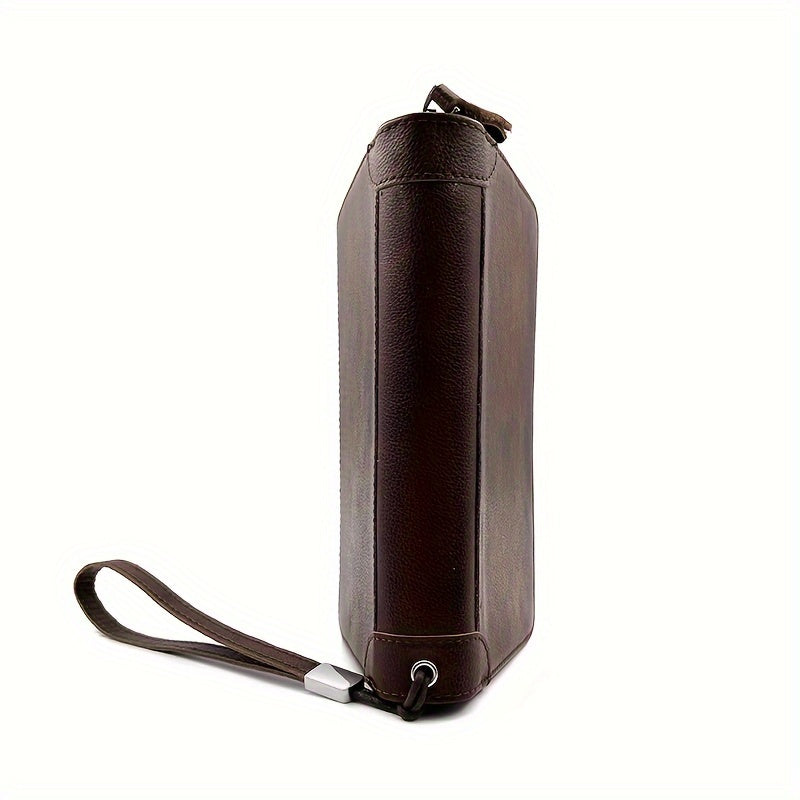 Men's Genuine Leather Handbag With Slots For Cards, Portable Lightweight Clutch Bag For Daily Commute & Going Out