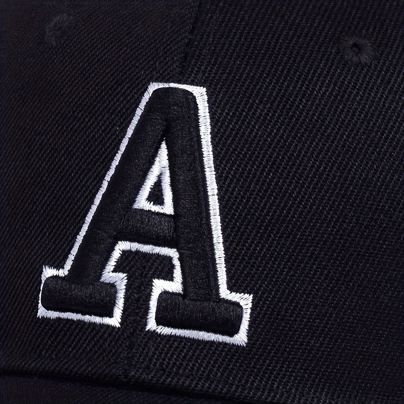 Solid Color Simple Casual Sports Hat - Letter A Embroidery Baseball Cap - Sunscreen Dad Hats