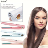 2-in-1 Wireless Mini Portable USB Hair Straightener Curling Iron - Intelligent Temperature Control, Anti-Scalding, Anion Care Hair, Large-Capacity Lithium Battery for Long-Lasting Life, Portable Charger for Travel and Party -