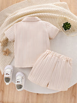 Baby Boy Clothes Summer Shorts Set Short Sleeved Solid Color Shirt Top + Shorts Set 12 Months-5T
