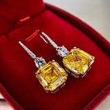 [Citrine Earrings] Exquisite Citrine Dangle Hanging Hook Earrings | for Women Bridal Wedding Jewelry