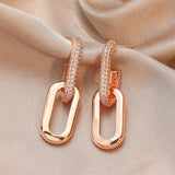 / Silvery Dangle Earrings With Shiny Zircon Decor Elegant Minimalist Style Copper Plated Jewelry Daily Casual