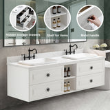 72×23×21inch Wall Hung Wood Frame Doulble Sink Bath Vanity Cabinet Only In Bathroom Vanities Without Tops With Roomy Storage Compartments For Holding Bathroom Essentials