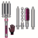 Multifunction 5 In 1 Curling Iron Set, Heat Resistant Gloves And 3 Tubes Hair Curler And Hair Straightener Brush For Girls, 60 Minutes Automatic Power And Intelligent-Temperature Control Curling Iron, Fast Heating Hair Wand C