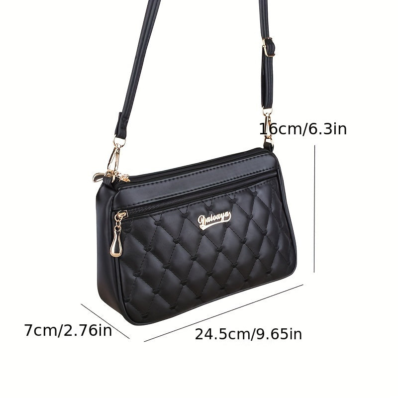 Single Double Layer Zipper Crossbody Bag for Women - Casual Minimalist Mobile Phone & Shopping Bag for Mom
