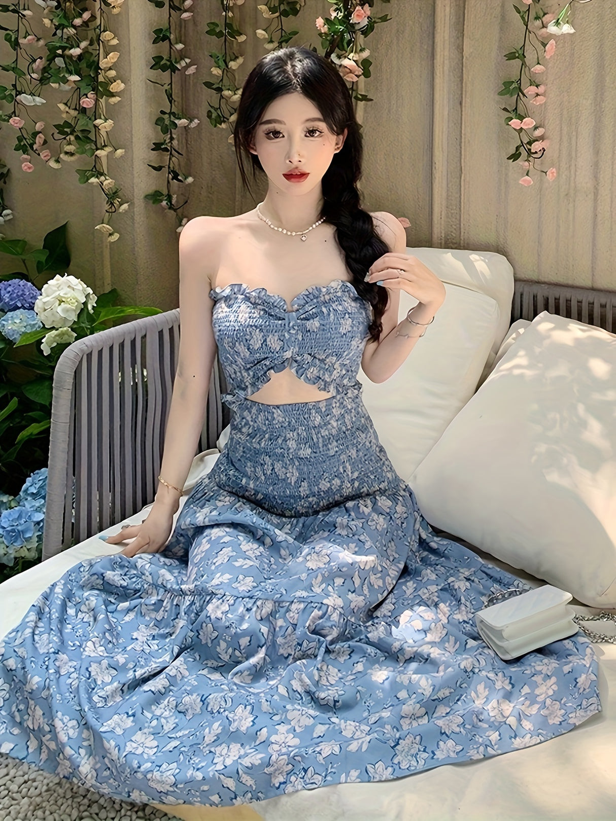 Elegant Floral Cut Out Dress for Women - Perfect for Spring and Summer Events