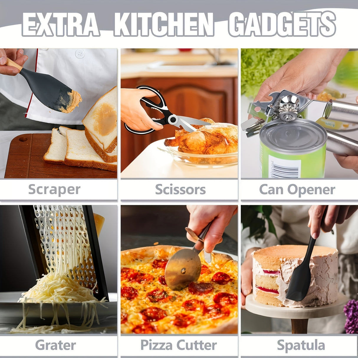 44pcs Non-Stick Silicone Kitchen Utensil Set with Wooden Handles, Includes Stainless Steel Grater & Bottle Opener
