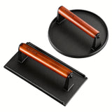 Heavy-Duty Cast Iron Burger Press Kit 7.08" Round & 8.3"X4.3"Rectangle Smash Presses with Wooden Handle-Perfect for Griddle, Grill, and Sandwich Cooking