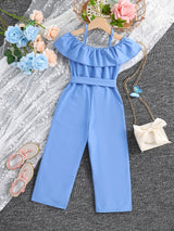 Girls Ruffle Cami Romper Belt Off Shoulder Elegant Summer Spring Autumn Kids Clothes