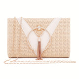 Stylish Chain Shoulder Bag, Retro Tassel Decor Braided Handbag, Versatile Banquet Evening Party Clutch Purse - Perfect for Carnival Mardi Gras Music Festival
