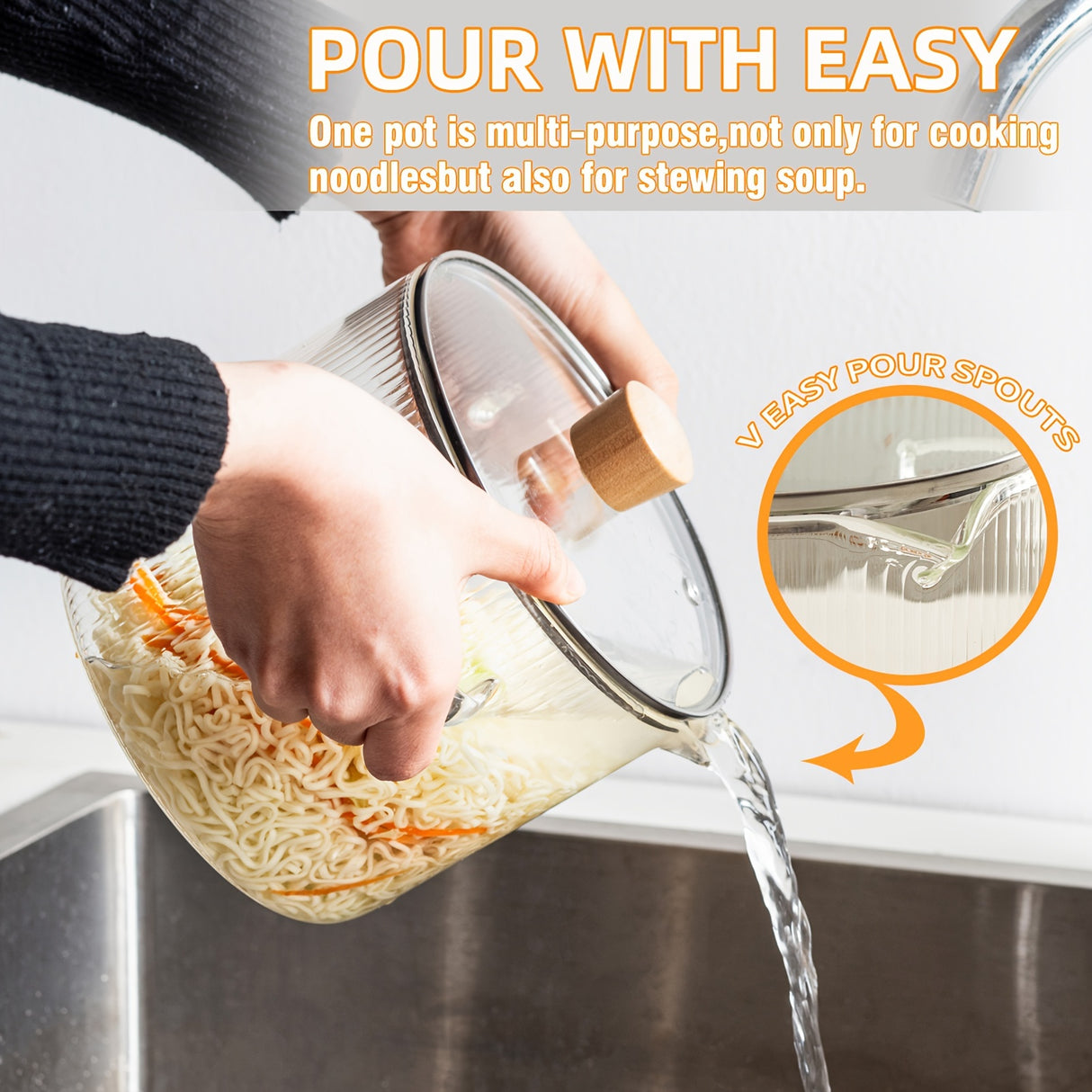 1pc, Glass Soup Pot, Glass Cooking Pot With Lid, 2.3L (78oz) Heat Resistant Borosilicate Glass Cookware, Stovetop Pot Set, Paella Pan Simmer Pot With Cover Safe For Soup, Milk