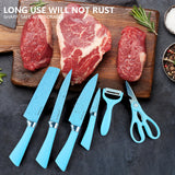6-Piece Kitchen Knife Set - Ultra-Sharp Stainless Steel Blades with Non-Stick Coating, Dishwasher Safe - Includes 4 High-Quality Knives, Scissors, and Grater for Professional Chefs