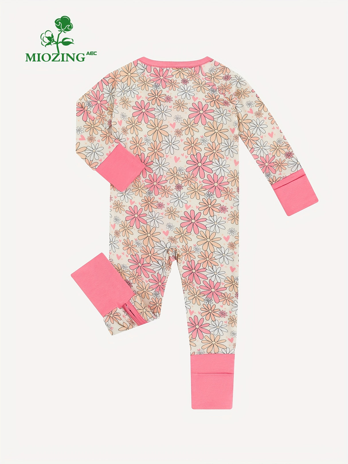 Adorable Sunshine Baby Girl Long Sleeve Bodysuit - Soft Bamboo Fabric, Comfy Zipper Design, Vibrant Sun Flower Print, Perfect for Newborns - Easy Care, Breathable, and Gentle on Skin