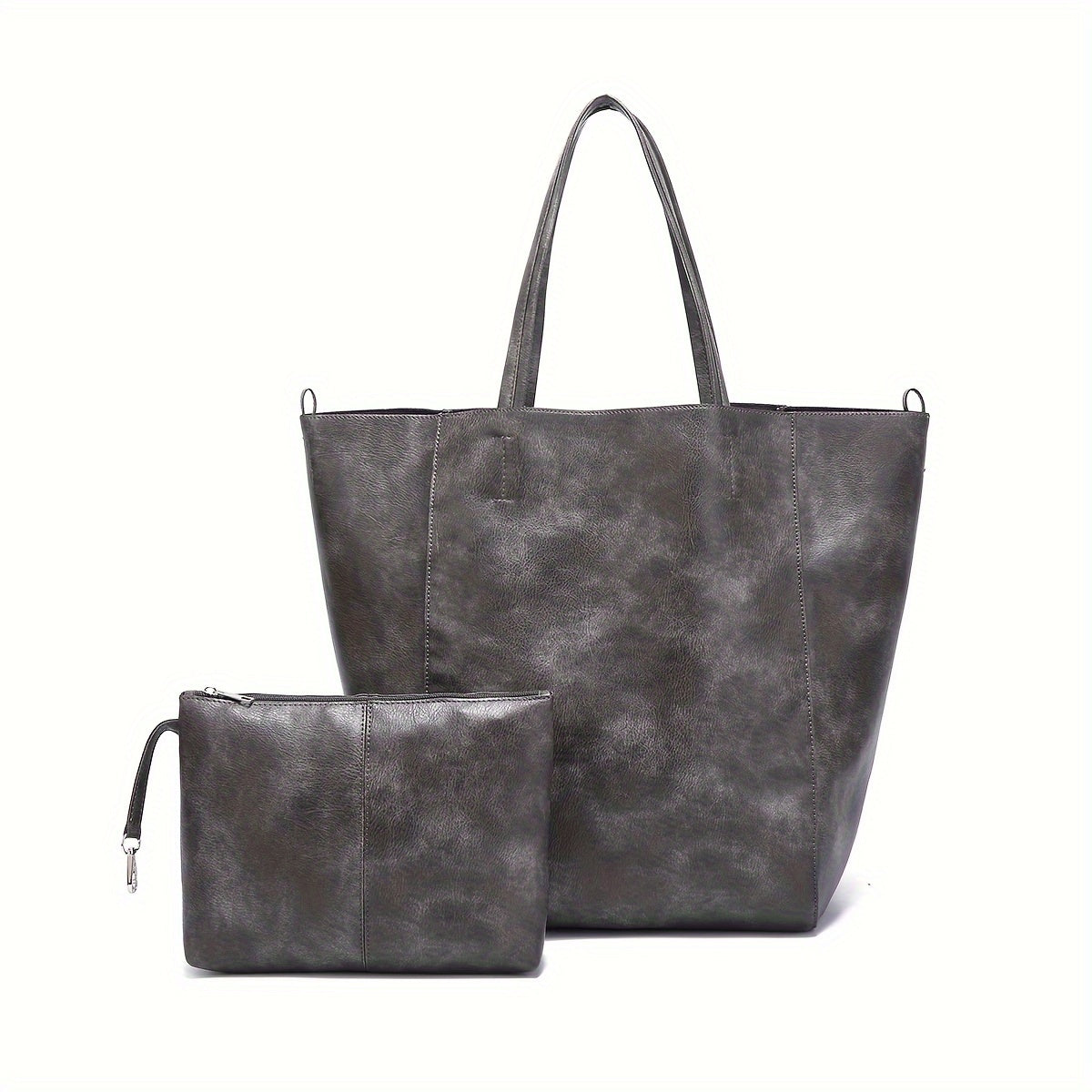 Large Capacity Retro Soft PU Leather Tote Bag - Stylish Buckle Closure Shoulder Bag with Spacious Interior - Trendy Handbag for Women with Classic Design