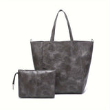 Large Capacity Retro Soft PU Leather Tote Bag - Stylish Buckle Closure Shoulder Bag with Spacious Interior - Trendy Handbag for Women with Classic Design