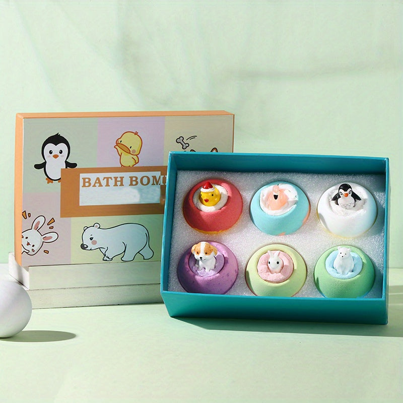 Animal-Themed Bath Bombs Set With Miniature Figures, Soothing Aromatherapy Fizzies For Relaxing Bubble Baths, Birthday Gift, Home Spa Bathroom Essentials