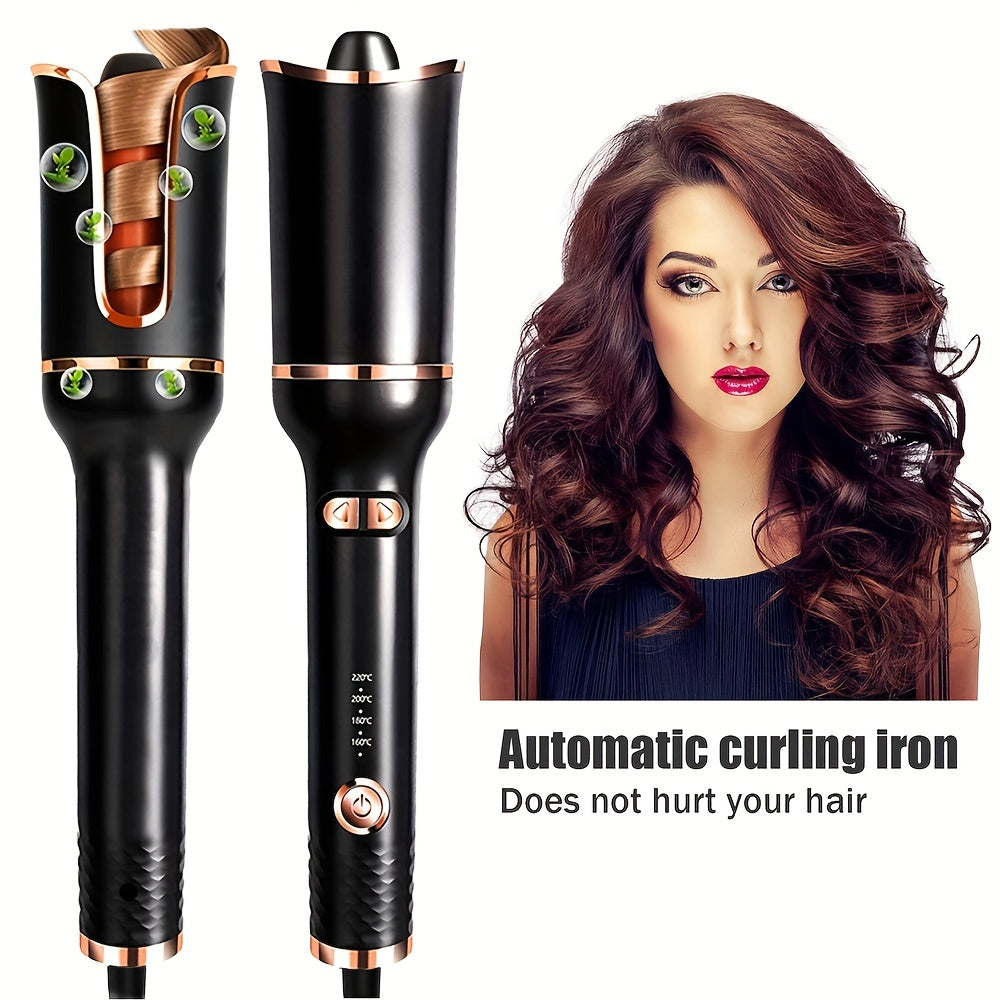 1" Large Ceramic Ionic Automatic Hair Curler - Rotating Barrel, 4 Temperature Settings, 3 Timer Options, Dual Voltage, Spin Iron for Hair Styling with Easy-to-Use Interface and Advanced Safety Features (Upgrade)