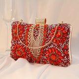 Vintage Glamour Ladies' Cocktail Clutch Bag - Sparkling Rhinestones, PU Leather, Optional Chain Shoulder Strap, Stylish Party Prom Handbag with Classic Design and Timeless Elegance