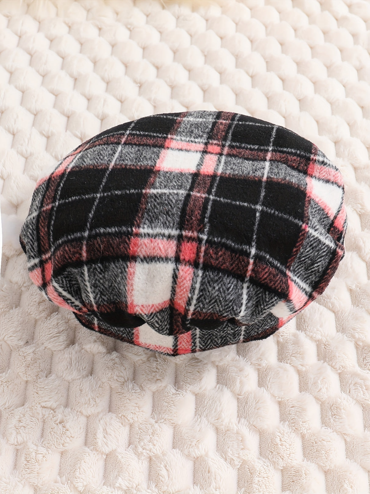 Girl's Trendy 3pcs, Ribbed Long Sleeve Top & Hat & Belted Skirt Set, Plaid Pattern Casual Outfits, Kids Clothes For Spring Autumn