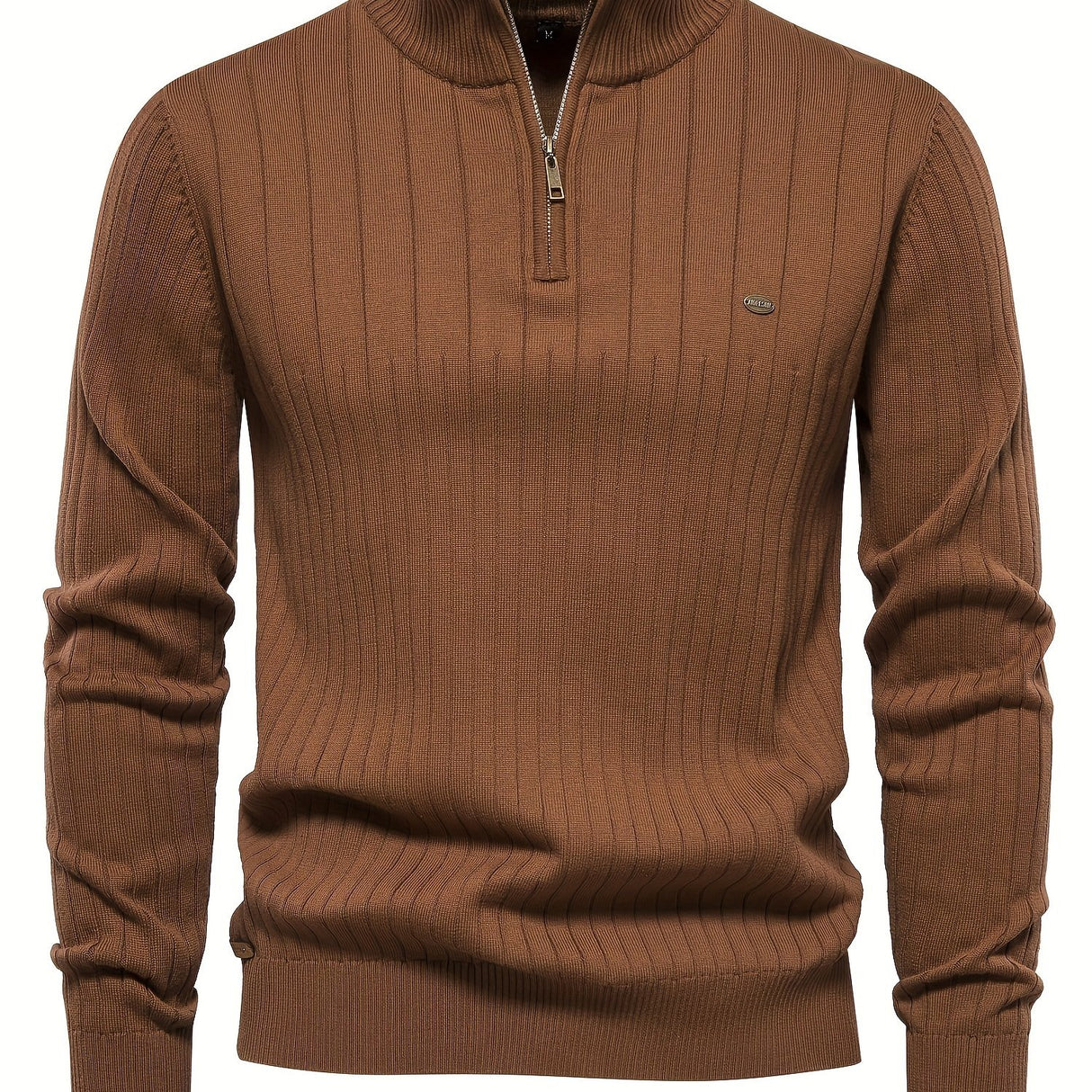 Men's Casual Cotton Warm Slightly Stretch Half Zipper Stand Collar Pullover Sweater For Men Fall Winter
