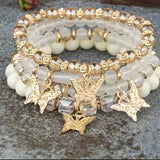 4pcs/set Bohemian Style Butterfly Charm Colorful Beaded Bracelets, Cute Hand Jewelry Gift For Girls