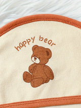 Baby Girl Romper Cute Bear Print Outfits, One-piece Romper + Hat + Baby Bib + Baby Blanket Four-piece Indoor And Outdoor Set