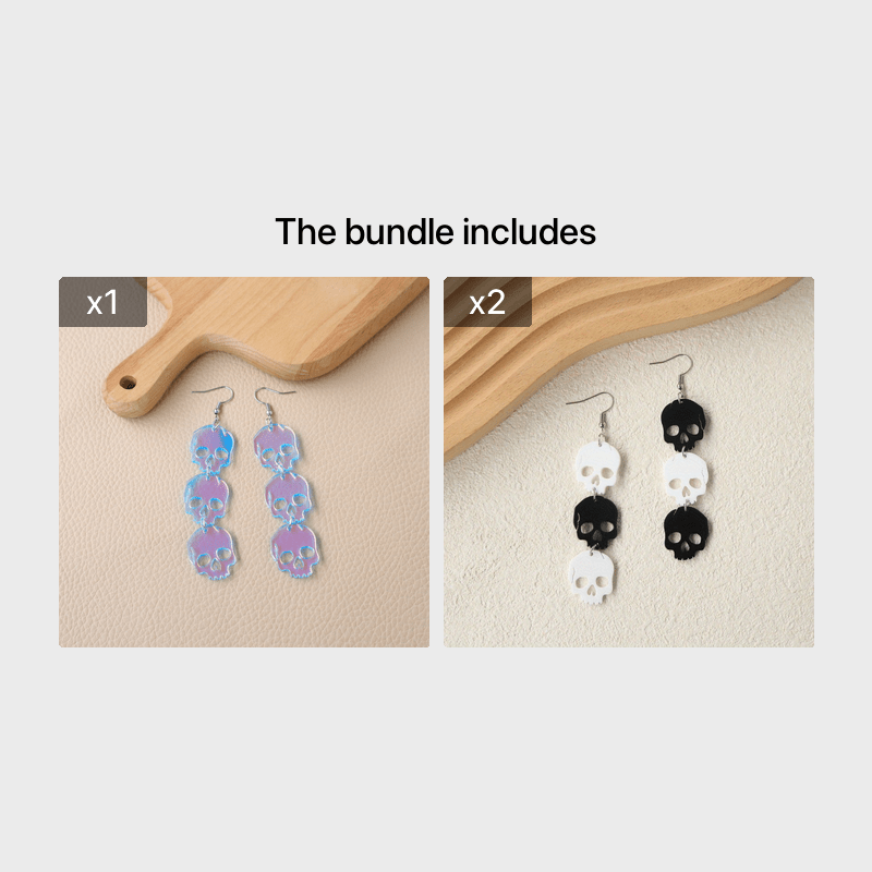 Translucent Acrylic Drop Earrings Skull Shape Pendant Punk Style Shiny Hook Earrings Cartilage Piercing Jewelry