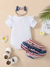 MinKidFashion Baby Girl Romper 4th of July Independence Day Infant Jumpsuit Shorts Outfit Pants Clothing Sets