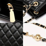 Luxury Quilted Faux Leather Tote Bag For Women With Adjustable Chain Strap, Classic Crossbody Handbag For Daily Outfits