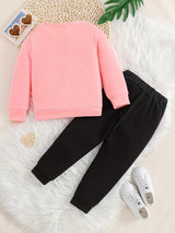Girl's 2pcs, Sweatshirt & Sweatpants Set, Love Heart Print Long Sleeve Top, Casual Outfits, Kids Clothes For Spring Fall