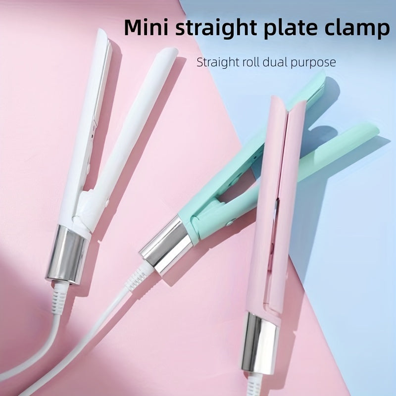Mini 2 In 1 Hair Straightener Tourmaline Ceramic Straight Plate Clip Smart Constant Temperature Portable Curling Iron For Straightening And Slightly Curling Hair
