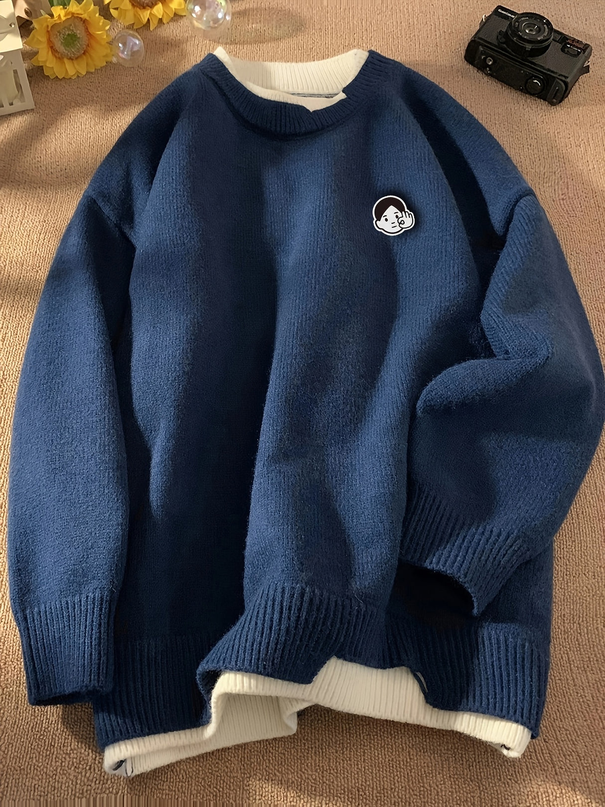 Japanese-Style Two-Piece Sweater for Men, Knitted for Autumn And Winter, Suitable As an Inner Layer for Winter Wear.