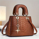 Luxurious PU Crocodile Print Tote Bag - Spacious Interior, Zipper Closure, Polyester Lining, Top Handle Satchel, Shoulder Bag, Crossbody Bag & Purse - Elegant Womens Fashion Handbag with Edge Painted Details